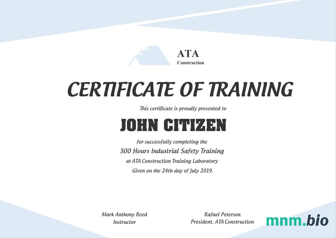 USA Safety Training cert